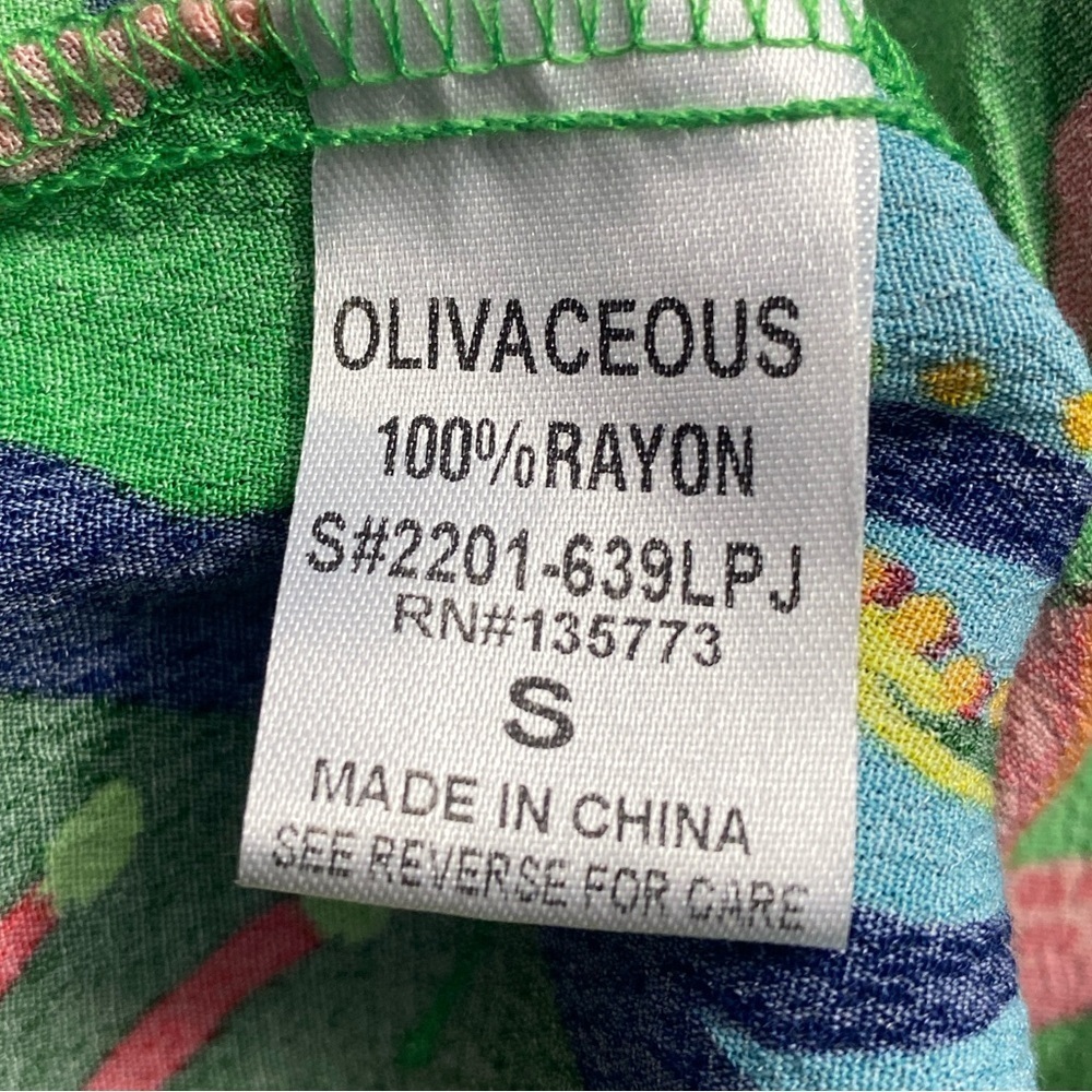 Olivaceous Vibrant Green Tropical Print Pants Size S - Picture 12 of 13